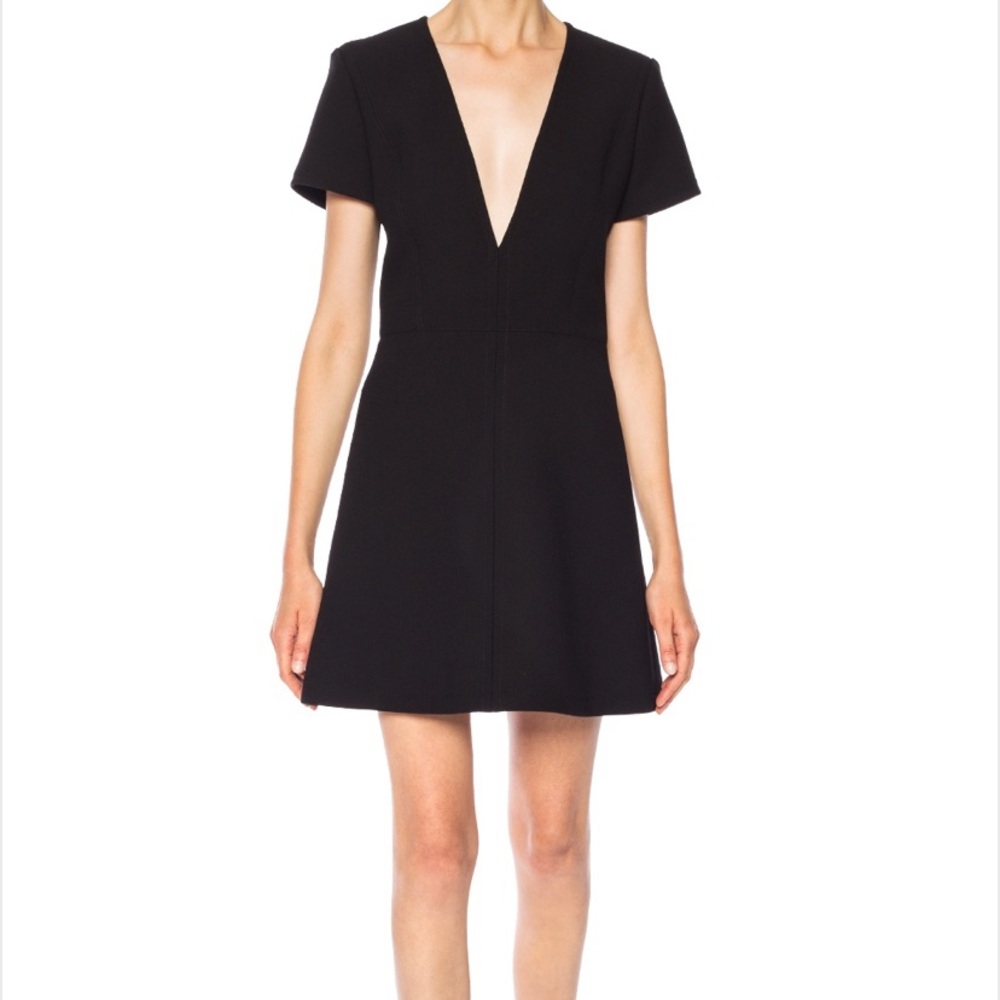 Chloe wool deep v neck structured dress